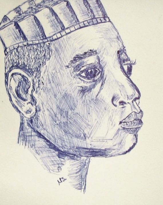 Drawing titled "Man" by Mars-Art, Original Artwork, Ballpoint pen