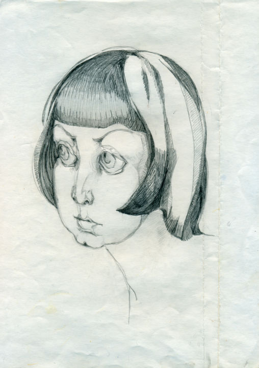 Drawing titled "Anna. 1999" by Dea Lieotto, Original Artwork, Pencil