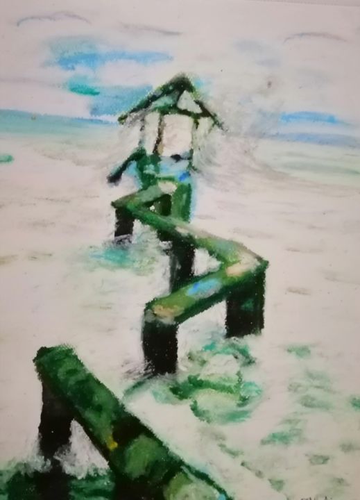 Painting titled "Sea Independent" by Dean Arellano, Original Artwork, Pastel