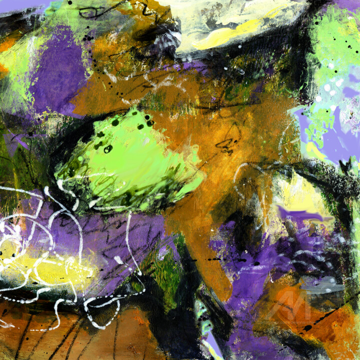 Painting titled "Lime Puff" by Deanna Che Lyn, Original Art, Acrylic