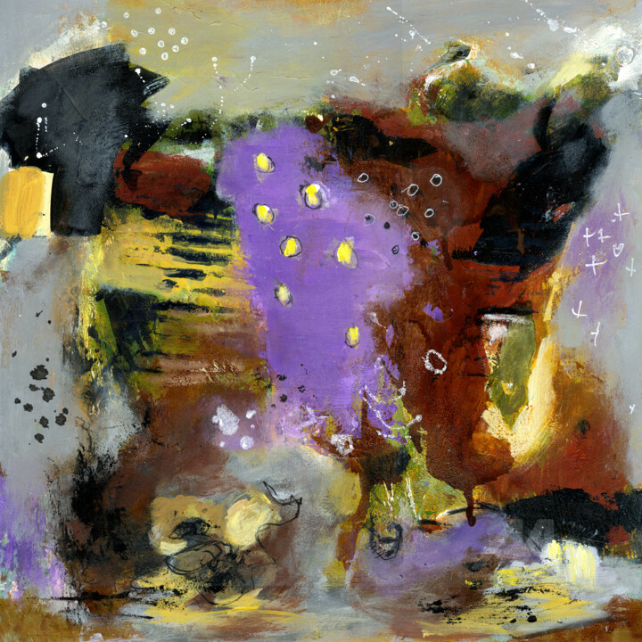 Painting titled "Purple Divide" by Deanna Che Lyn, Original Art, Acrylic