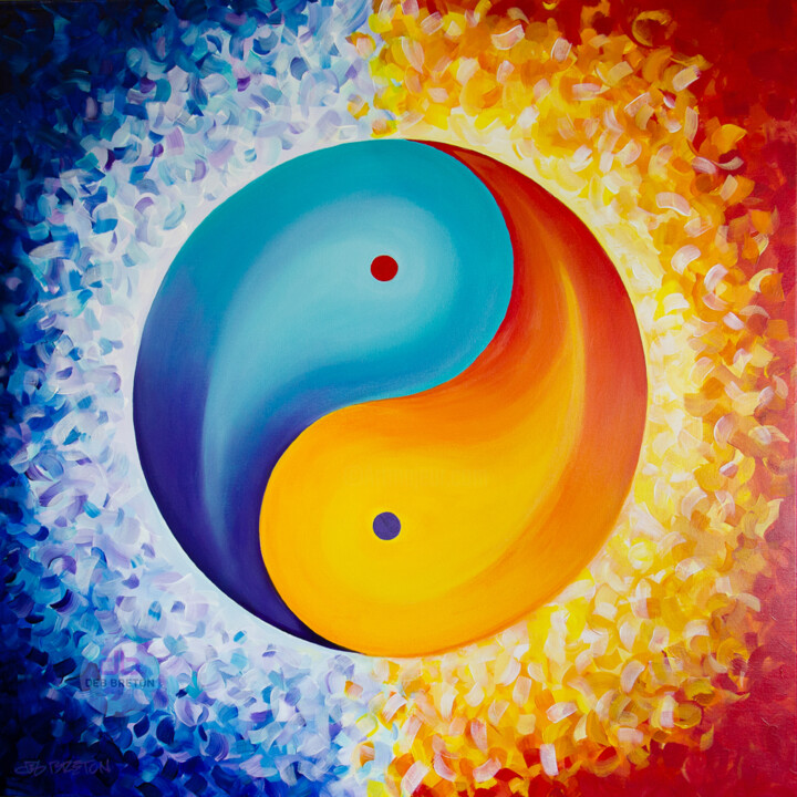 Картина под названием "Finding Balance Tao…" - Deb Breton, Подлинное произведение искусства, Акрил Установлен на Деревянная…
