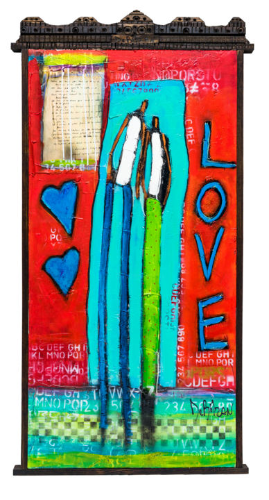 Картина под названием "2 of Hearts" - William Debilzan, Подлинное произведение искусства, Акрил