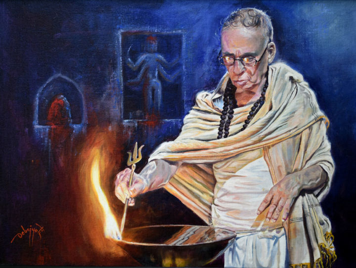 Painting titled "PRAYER III" by Debojyoti Boruah, Original Artwork, Acrylic