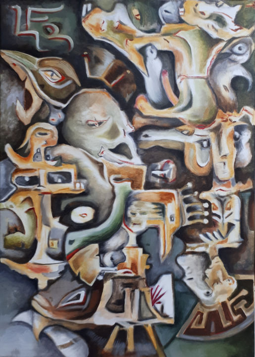 Peinture intitulée "BESTIAIRE au 4 sens…" par De Bonsecours, Œuvre d'art originale, Acrylique