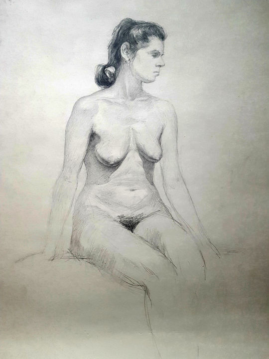 Rysunek zatytułowany „Nude nature” autorstwa Debora Esenkova, Oryginalna praca, Ołówek