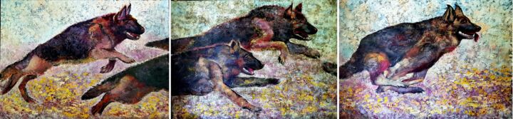 Картина под названием "Favorite Shepherds" - Debora Esenkova, Подлинное произведение искусства, Масло