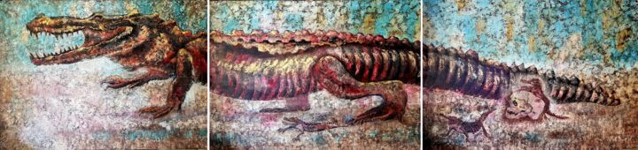 Malarstwo zatytułowany „Dangerous crocodiles” autorstwa Debora Esenkova, Oryginalna praca, Olej