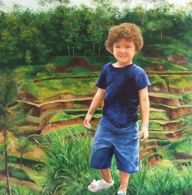 Painting titled "Leonardo a Bali" by Calidè, Original Artwork