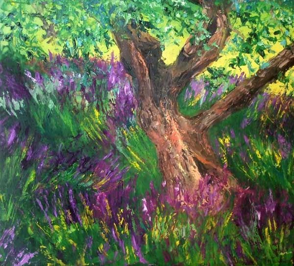 Painting titled "Paesaggio lavanda" by Calidè, Original Artwork