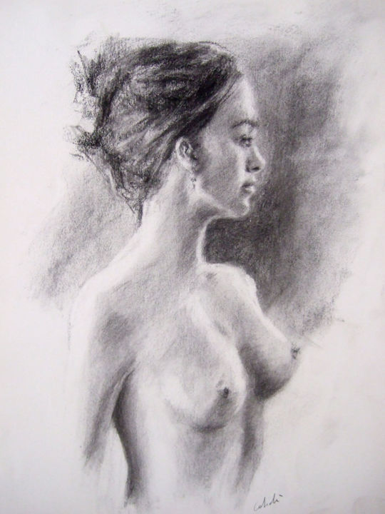 Disegno intitolato "nudo-carboncino.jpg" da Calidè, Opera d'arte originale, Altro
