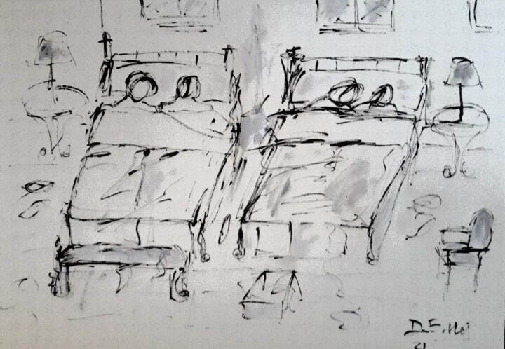 Dessin intitulée "Where shall I sleep?" par Deborah Esses, Œuvre d'art originale, Acrylique