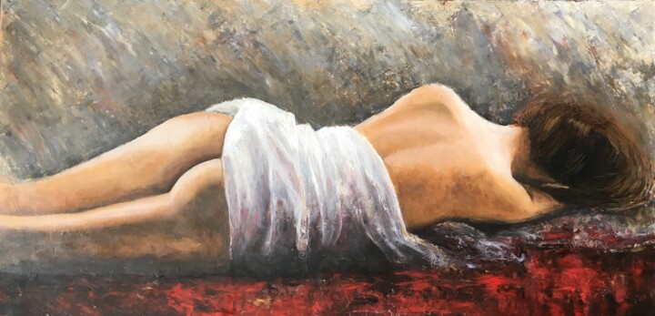 Painting titled "Femme nue allongée,…" by Deborah Kerner, Original Artwork, Oil