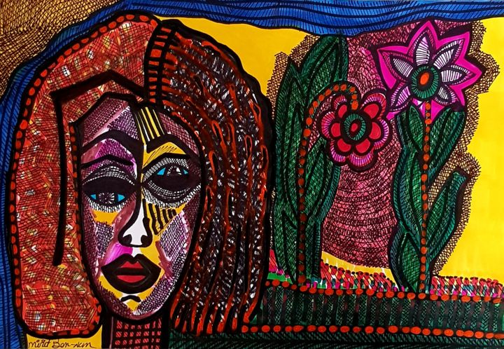 Dessin intitulée "Jewish female moder…" par Mirit Ben-Nun, Œuvre d'art originale, Encre
