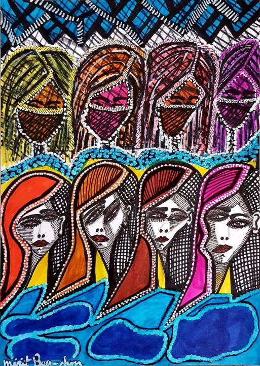 Drawing titled "Woman jewish modern…" by Mirit Ben-Nun, Original Artwork, Marker