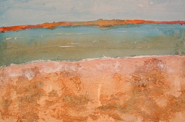 Painting titled "Sand and Sea" by Deborah Palmer, Original Artwork