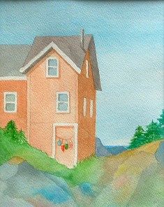 Painting titled "Lubec, ME house" by Deborah Palmer, Original Artwork, Oil