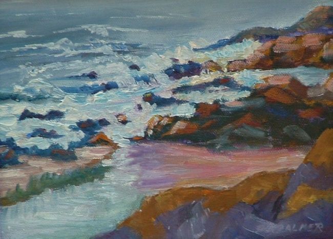 Painting titled "Rockport Surf" by Deborah Palmer, Original Artwork, Oil