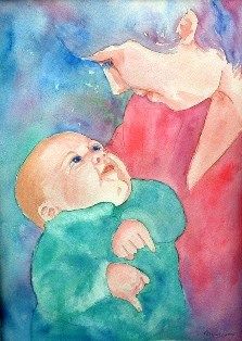 Картина под названием "My Baby and Me" - Deborah Palmer, Подлинное произведение искусства, Масло