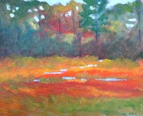 Painting titled "Autumn Wetlands" by Deborah Palmer, Original Artwork, Oil