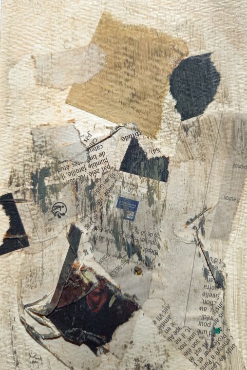 Painting titled "Fragments de journa…" by Deborah Vincent, Original Artwork, Collages
