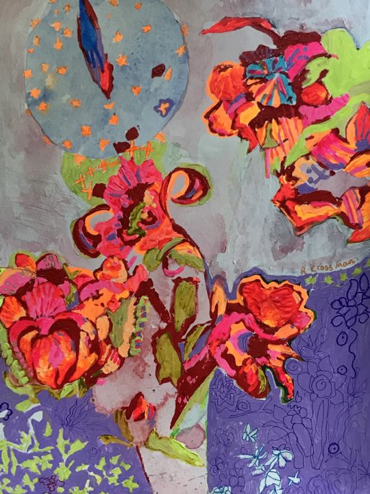 Картина под названием "FLOWERS" - Rebecca De Figueiredo, Подлинное произведение искусства, Акрил