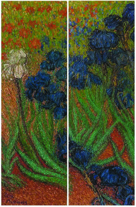 Pittura intitolato "Irises" da Debra Cox Passaris, Opera d'arte originale, Olio