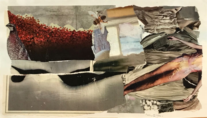 Colagens intitulada "Ophelia, Quail, & H…" por Debra Rogers, Obras de arte originais, Colagens Montado em Outro painel rígido