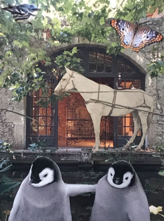 Collages intitolato "Penguin Pals in the…" da Debra Rogers, Opera d'arte originale, Collages
