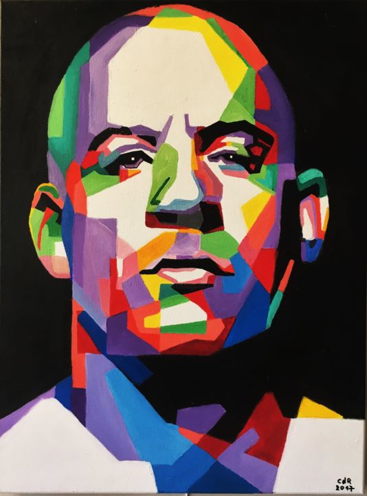 Painting titled "« Vin Diesel » the…" by Carlos, Original Artwork, Acrylic