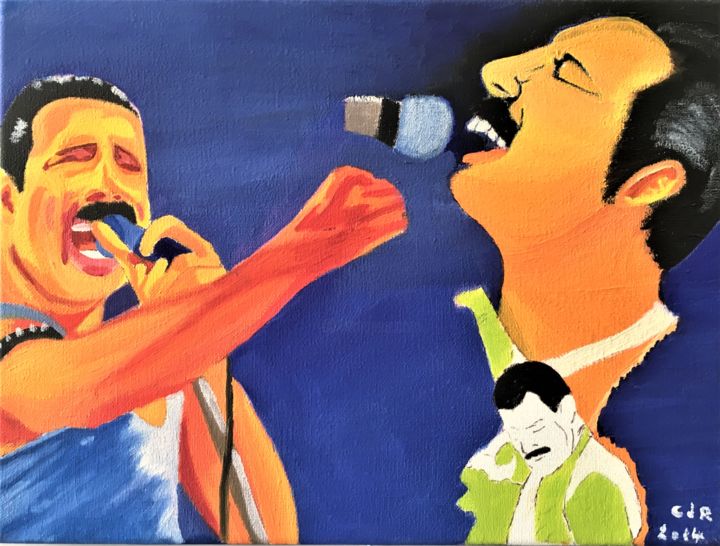 Peinture intitulée "Freddie Mercury, hi…" par Carlos, Œuvre d'art originale, Huile