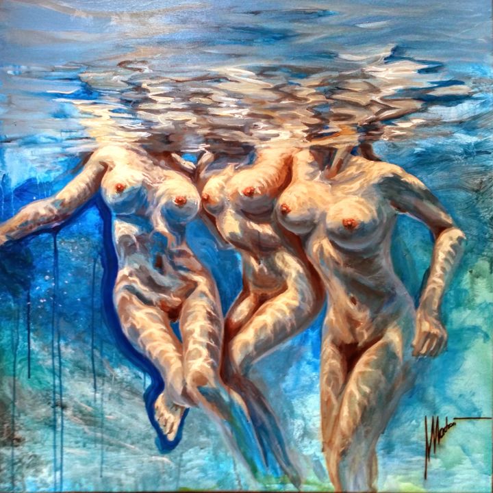 Картина под названием "UNDER WATER" - Tomasz Machoń, Подлинное произведение искусства, Акрил