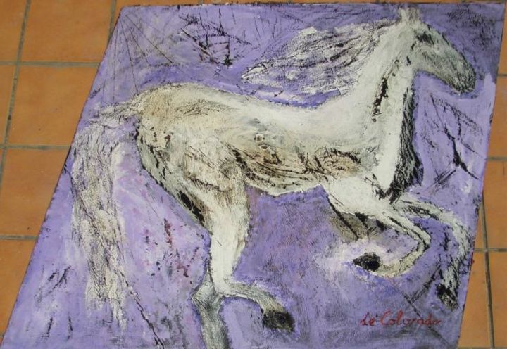 Painting titled "Entre el Burro y el…" by Salvador Colorado Valiente, Original Artwork