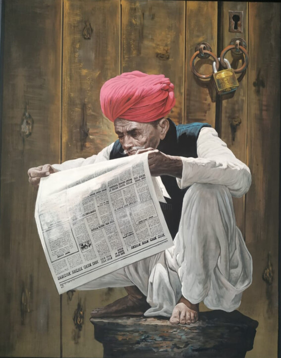 Peinture intitulée "Indian Turban Old M…" par Decora Art Manish Vaishnav, Œuvre d'art originale, Acrylique