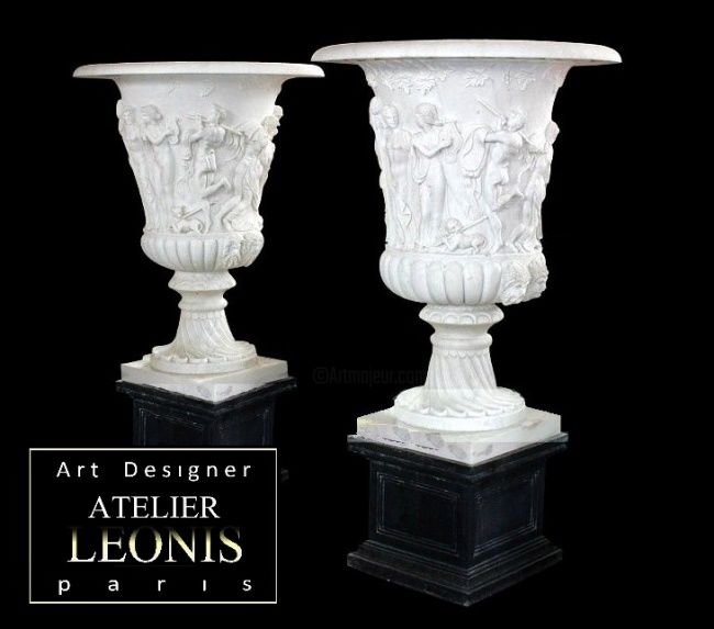 Skulptur mit dem Titel "vasques marbre carr…" von Décorateur Intérieur, Original-Kunstwerk