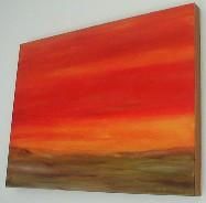 Malerei mit dem Titel "Fire in the Sky" von Denise Barton, Original-Kunstwerk, Öl