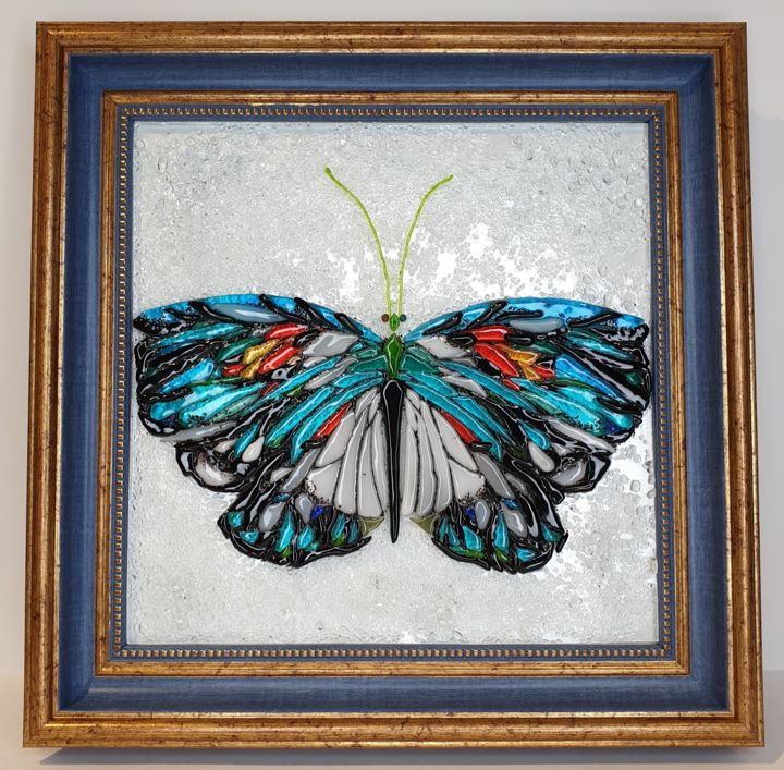 Pittura intitolato "Butterfly, fusing s…" da Decus Art Glass, Opera d'arte originale, Vetro