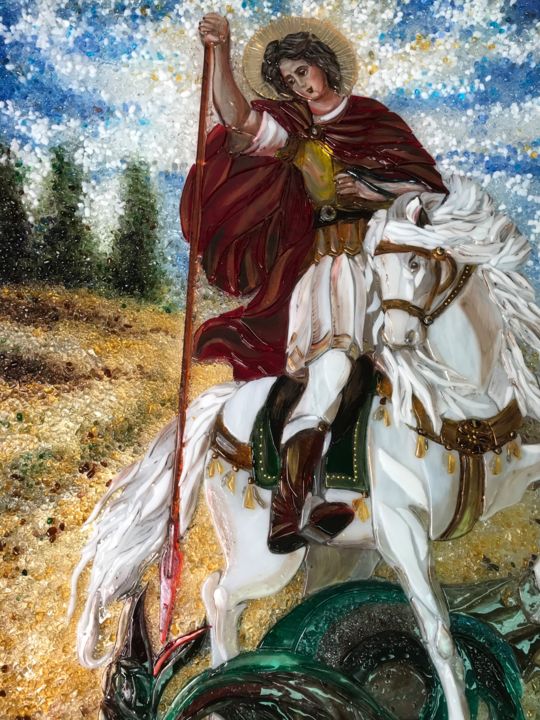 Pittura intitolato "St. George the Vict…" da Decus Art Glass, Opera d'arte originale, Vetro