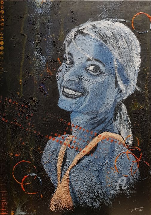 Painting titled "Portrait Femme" by Ded, Original Artwork, Acrylic