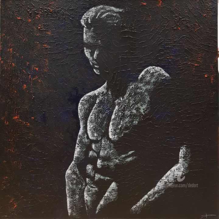 Painting titled "Nu masculin" by Ded, Original Artwork, Acrylic