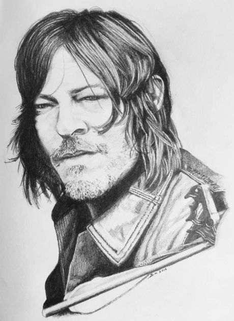 Dibujo titulada "Norman Reedus of "T…" por Proper Job Portraits, Obra de arte original, Grafito