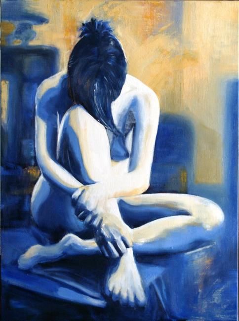Painting titled "nu bleu  - blue nude" by D.H.Louis, Original Artwork