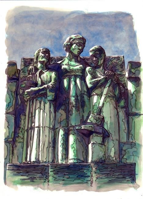 Peinture intitulée "statues" par D.H.Louis, Œuvre d'art originale