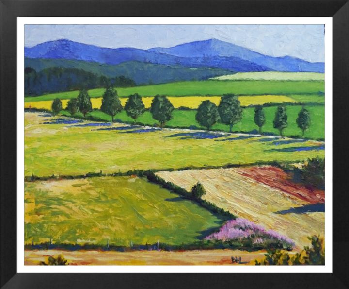 Malerei mit dem Titel "Countryside" von D.H.Louis, Original-Kunstwerk, Öl