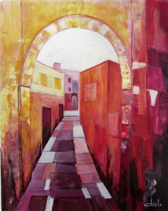 Pintura intitulada "sous le porche" por Denise Lecocq, Obras de arte originais, Acrílico
