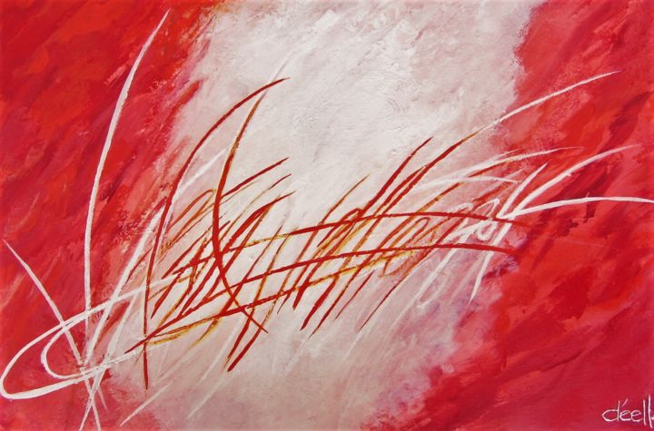 Pittura intitolato "graff-rouge-40x50.j…" da Denise Lecocq, Opera d'arte originale, Acrilico