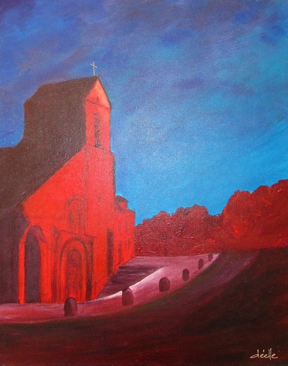 Peinture intitulée "l-eglise-de-villenn…" par Denise Lecocq, Œuvre d'art originale, Acrylique