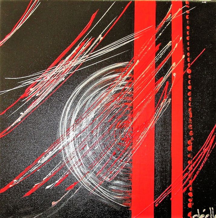 Peinture intitulée "demi-rond-40x40.jpg" par Denise Lecocq, Œuvre d'art originale, Acrylique