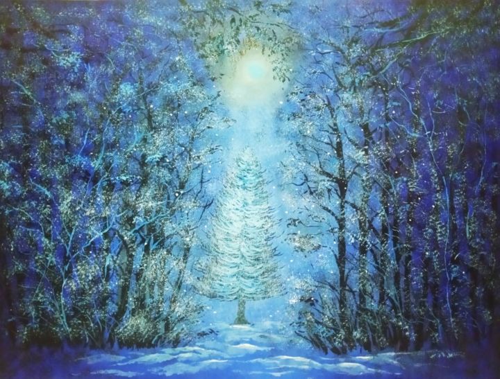 Peinture intitulée "Winter Dream" par Sudarshan Goswami Sonu, Œuvre d'art originale, Acrylique