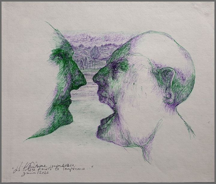 Dessin intitulée ""La colère face à l…" par Jacques Deffontaine, Œuvre d'art originale, Encre